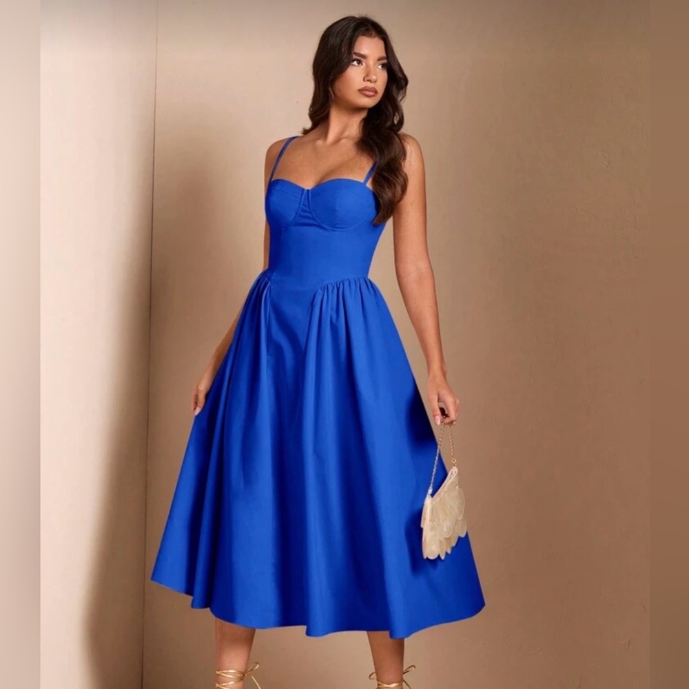 Size SMALL Elegant Blue Midi Dress